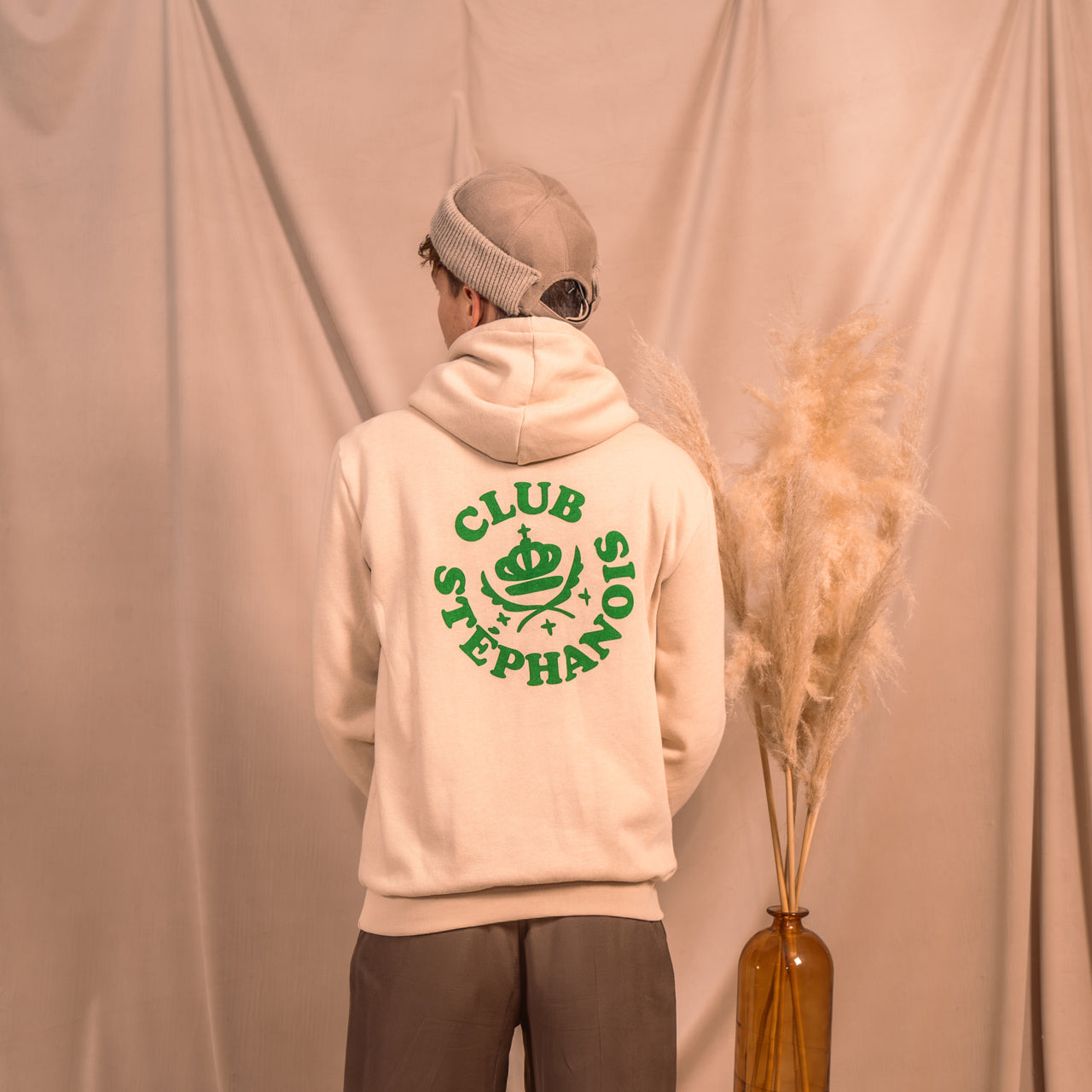 Sweat capuche Club Stéphanois beige