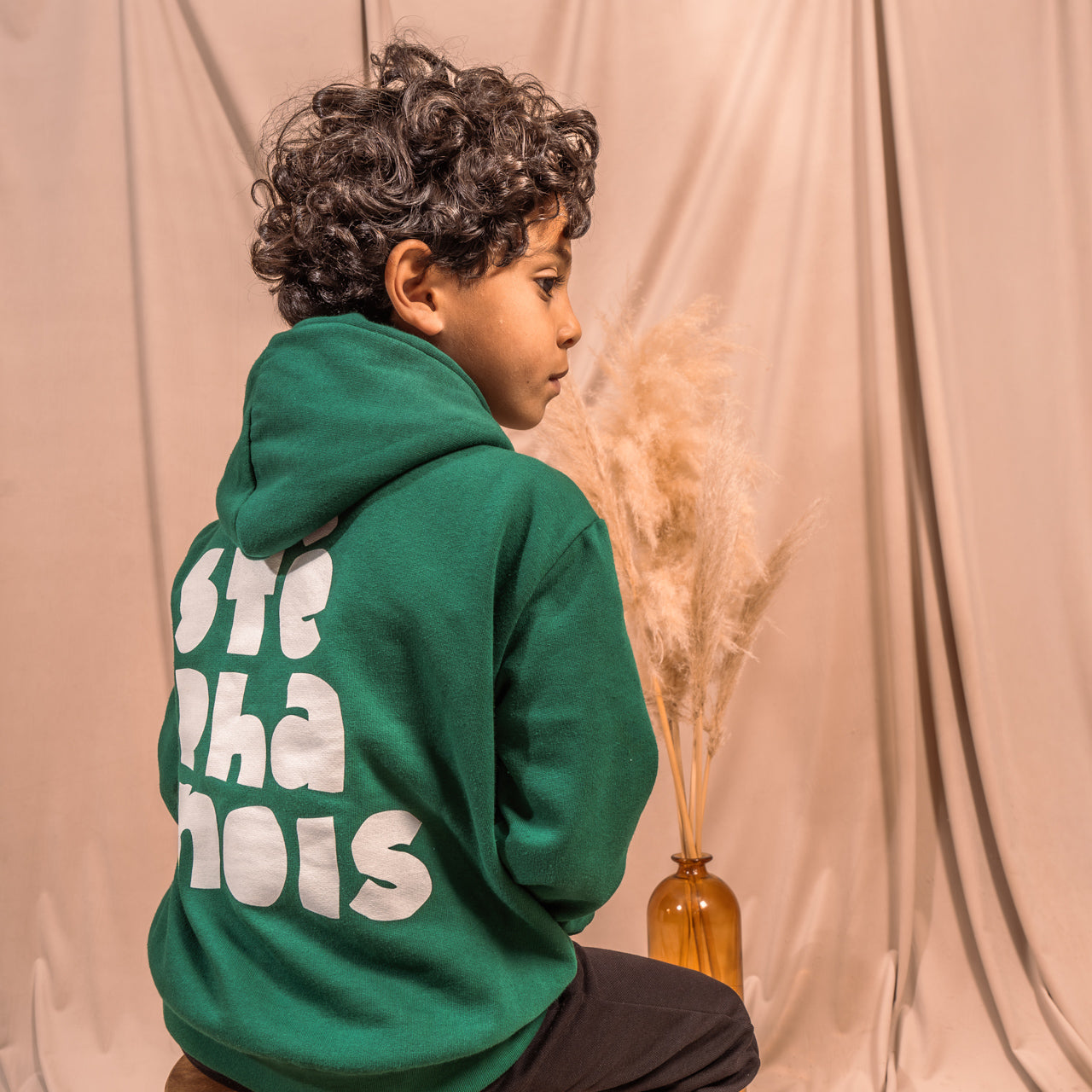 Sweat capuche STÉ-PHA-NOIS enfant vert