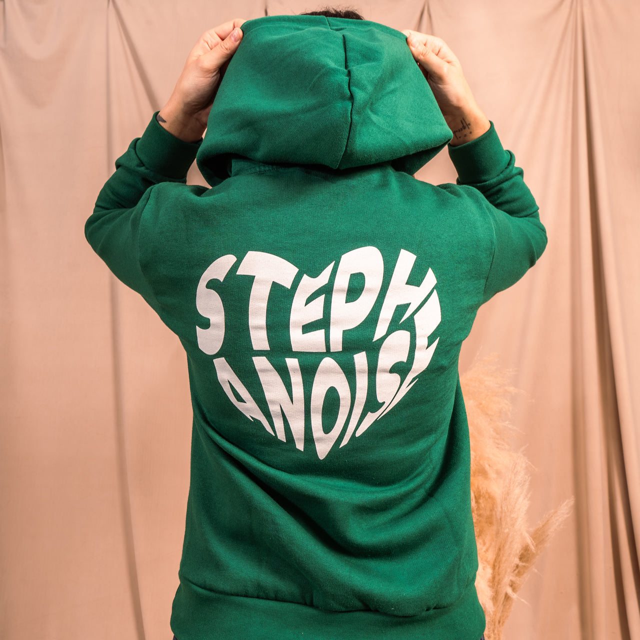 Sweat capuche cœur Stéphanoise vert